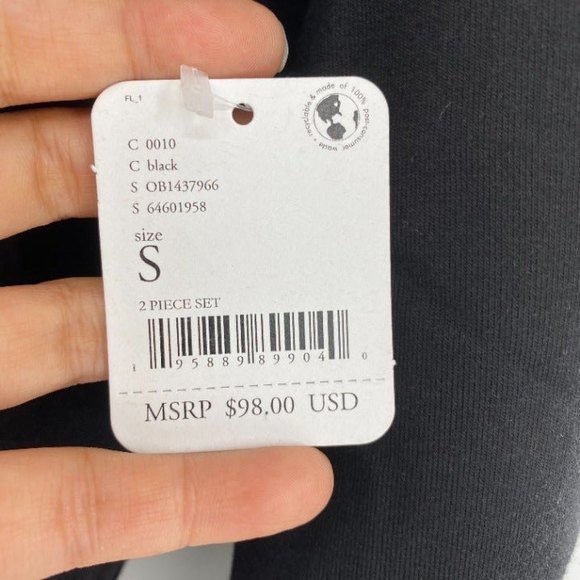 Free People NWT Sunny Set 2 Piece Sweatshirt Shorts Athleisure Set Black SM New - Picture 8 of 11